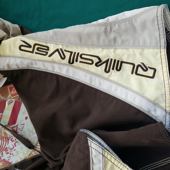 NWT QUICKSILVER brown beige yellow SWIM TRUNK Neofly men size 38 - Picture 3 of 17